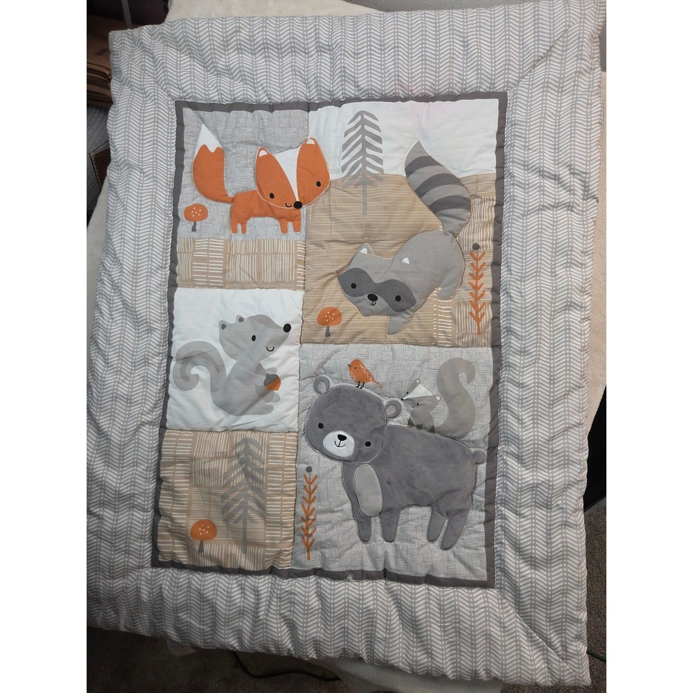Bedtime Originals Lambs & Ivy Baby Quilt 34×43 Fox Bear Forest Excellent 2019